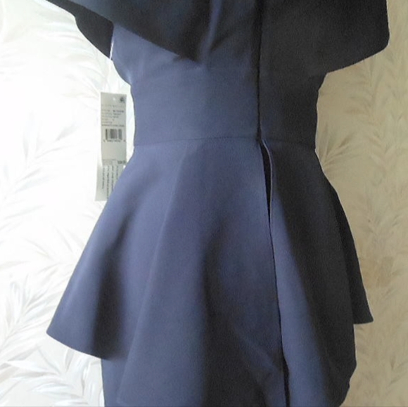 Aidan Mattox Shawl Neckline Peplum Navy Long Formal Dress Size 4 NWT MSRP $395 - Picture 12 of 14